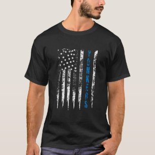 Blue Line Yonkers Design Distressed National Polic T-Shirt