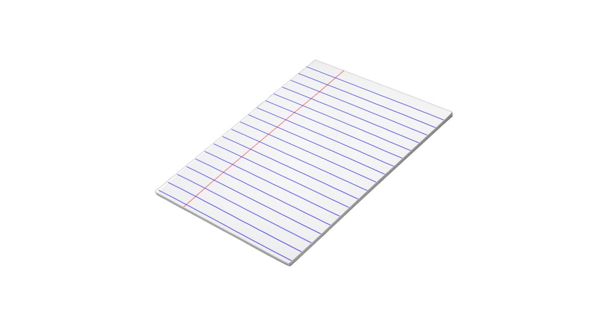 blue lined notepad with margin | Zazzle