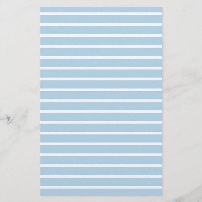 Blue Lined Paper Stripes Notes Stationery (Front)
