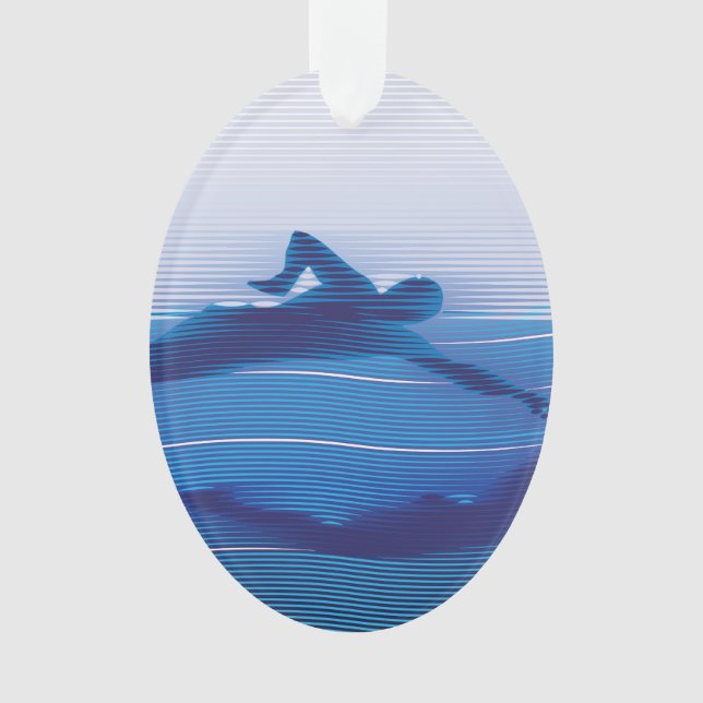 Blue Lined Swimmer Silhouettes Ornament (Front)