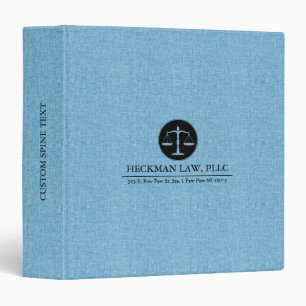 Blue Linen Black Justice Logo 3 Ring Binder