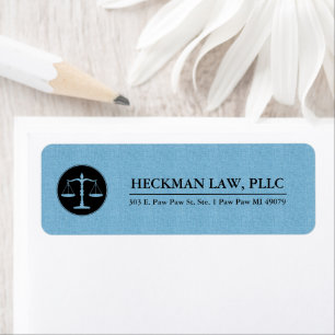 Blue Linen Black Justice Logo Label