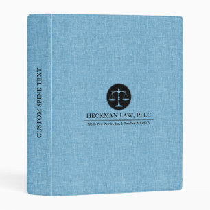 Blue Linen Black Justice Logo Mini Binder