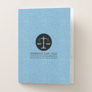 Blue Linen Black Justice Logo Pocket Folder