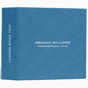 Blue Linen Burlap Fabric Texture 3 Ring Binder