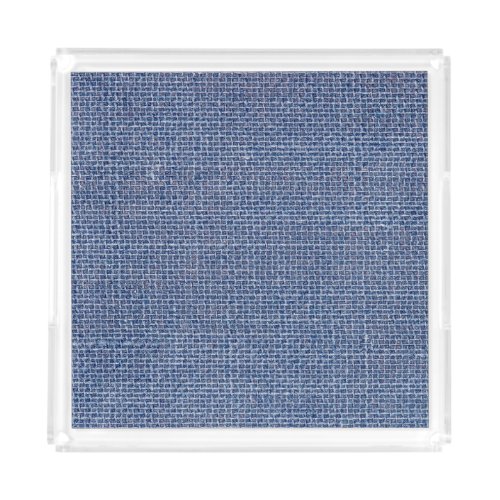 Blue Linen Texture Closeup Photo Acrylic Tray