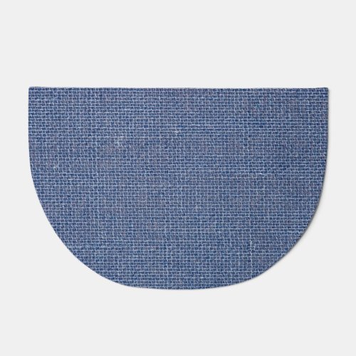 Blue Linen Texture Closeup Photo Doormat
