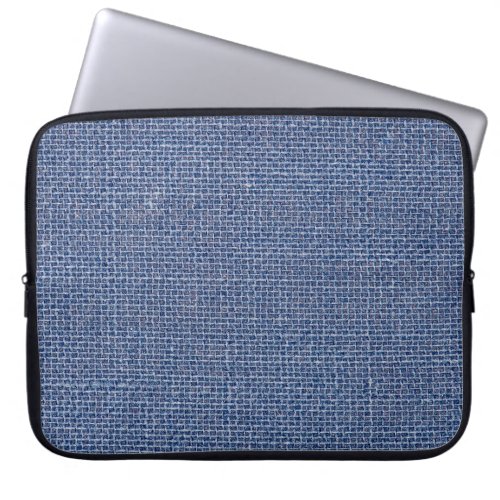 Blue Linen Texture Closeup Photo Laptop Sleeve