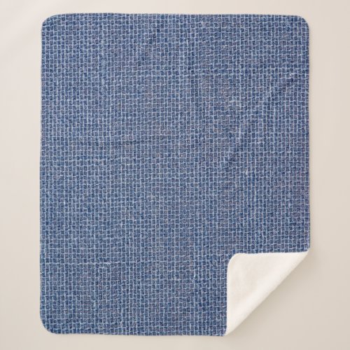 Blue Linen Texture Closeup Photo Sherpa Blanket
