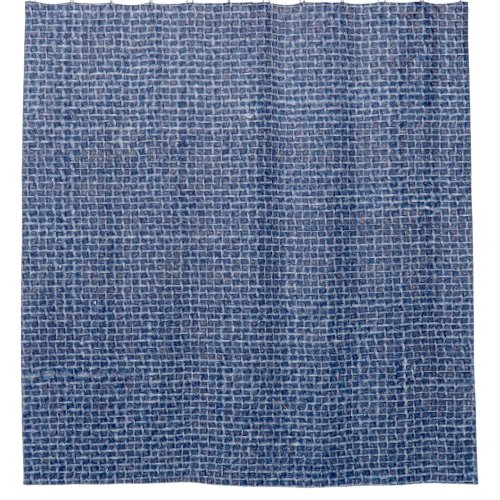 Blue Linen Texture Closeup Photo Shower Curtain