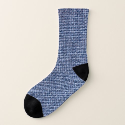 Blue Linen Texture Closeup Photo Socks