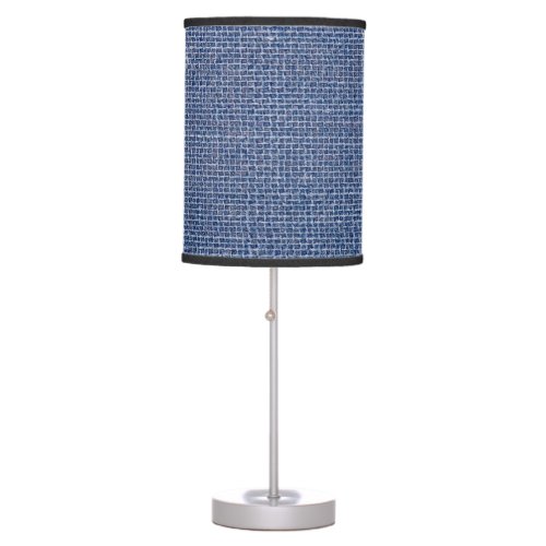 Blue Linen Texture Closeup Photo Table Lamp