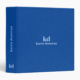 Blue linen texture Minimalistic custom typography 3 Ring Binder