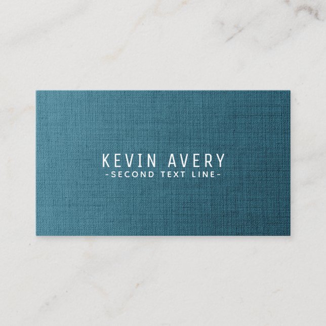 Blue Linen Texture Professional Organic look Business Card (Front)