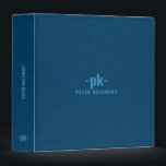 Blue linen texture simple light blue typography 3 ring binder<br><div class="desc">Dark blue linen texture image with customizable,  simple,  minimalistic light blue typography.</div>