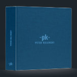 Blue linen texture simple light blue typography 3 ring binder<br><div class="desc">Dark blue linen texture image with customizable,  simple,  minimalistic light blue typography.</div>