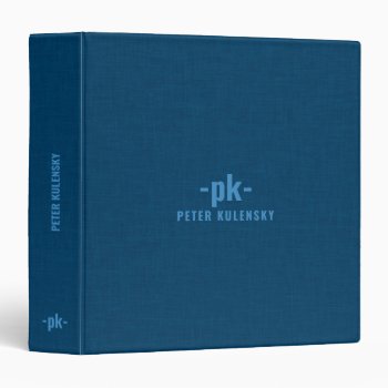 Blue Linen Texture Simple Light Blue Typography 3 Ring Binder by artOnWear at Zazzle