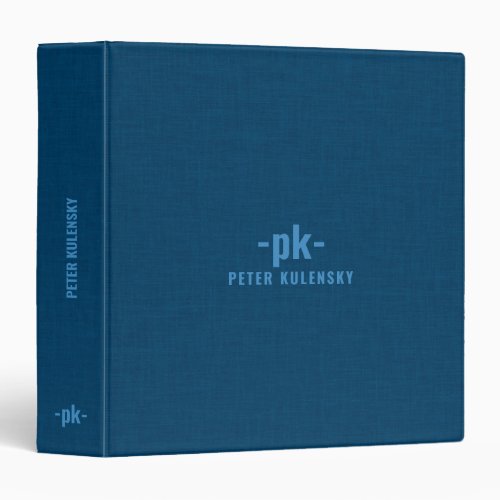 Blue linen texture simple light blue typography 3 ring binder