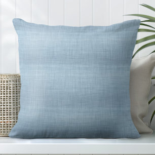 Blue Linen Texture Throw Pillow