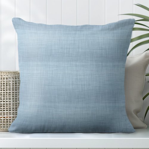 Blue Linen Texture Throw Pillow