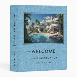 Blue Linen Vacation Welcome Guest Informations Mini Binder