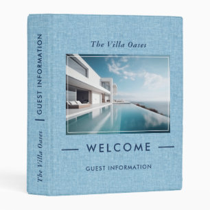 Blue Linen Vacation Welcome Guest Informations Mini Binder