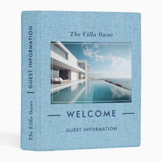 Blue Linen Vacation Welcome Guest Informations Mini Binder