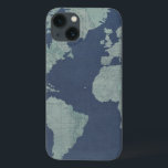Blue Linen World Map iPhone 13 Case<br><div class="desc">Blue Linen Map Artist: Studio W</div>