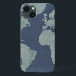 Blue Linen World Map iPhone 13 Case<br><div class="desc">Blue Linen Map  Artist: Studio W</div>
