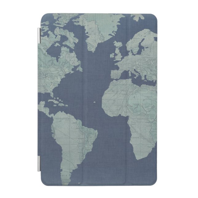 Blue Linen World Map iPad Mini Cover (Front)