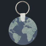 Blue Linen World Map Keychain<br><div class="desc">Blue Linen Map  Artist: Studio W</div>