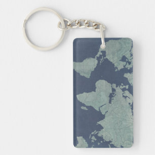 Blue Linen World Map Keychain