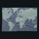 Blue Linen World Map Kitchen Towel<br><div class="desc">Blue Linen Map  Artist: Studio W</div>
