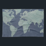 Blue Linen World Map Kitchen Towel<br><div class="desc">Blue Linen Map  Artist: Studio W</div>