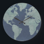 Blue Linen World Map Large Clock<br><div class="desc">Blue Linen Map  Artist: Studio W</div>