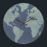 Blue Linen World Map Large Clock<br><div class="desc">Blue Linen Map  Artist: Studio W</div>