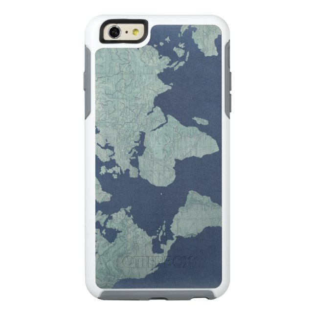 Blue Linen World Map Otterbox iPhone Case (Back)