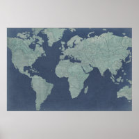 Blue Linen World Map
