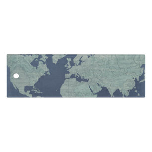 Blue Linen World Map Ruler