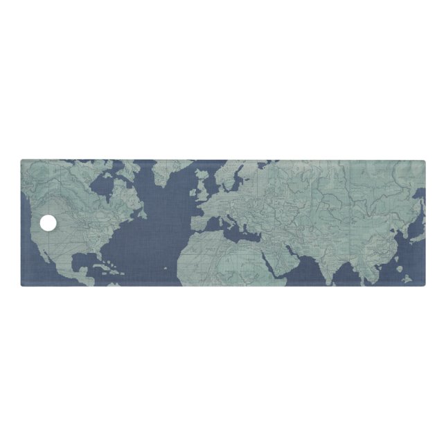 Blue Linen World Map Ruler (Front)