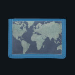 Blue Linen World Map Trifold Wallet<br><div class="desc">Blue Linen Map  Artist: Studio W</div>