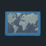 Blue Linen World Map Trifold Wallet<br><div class="desc">Blue Linen Map  Artist: Studio W</div>