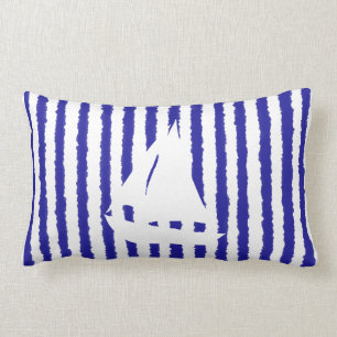 Blue Lines Boat Tie Dye Throw Decorative Pillow