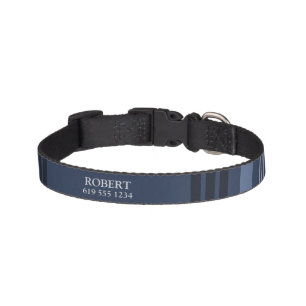 Blue Lines Custom Printed Name & Number Dog Collar