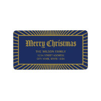 Blue Lines Decorative Merry Christmas Address Label