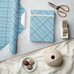 Blue lines on Dusty Blue base Simple Versatile  Wrapping Paper