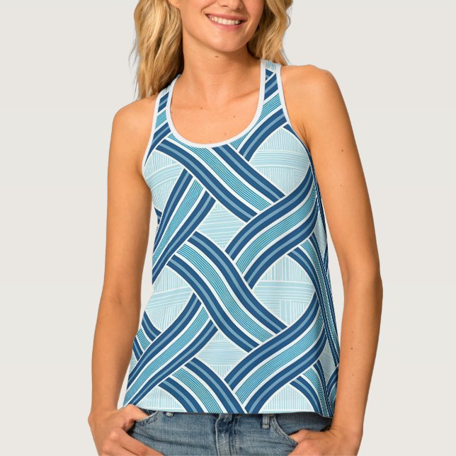 Blue Lines Pattern Tank Top (Front)