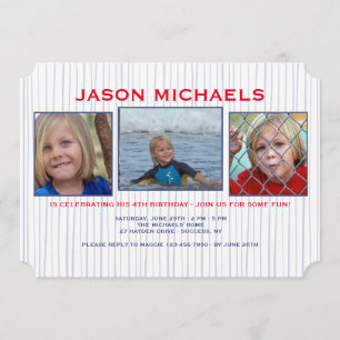 Blue Lines Photo Invitation