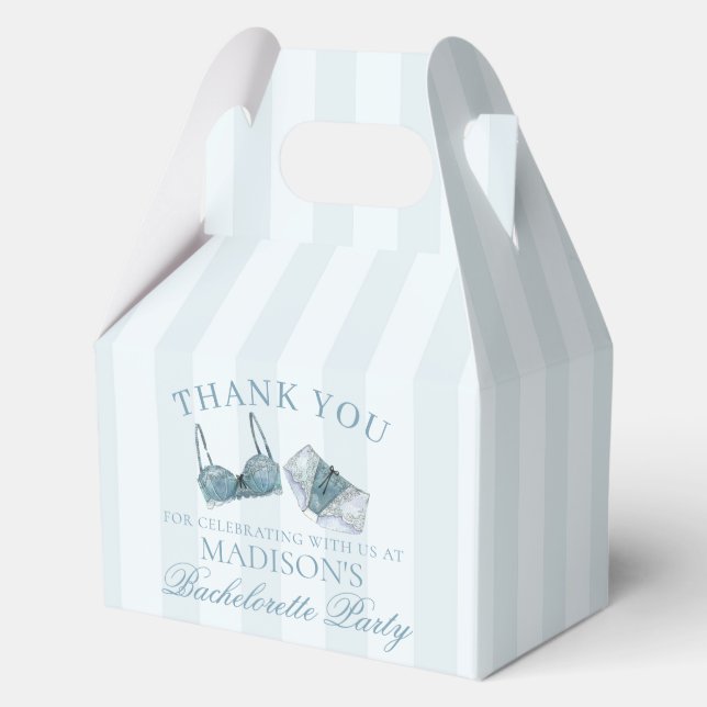 Blue Lingerie Bachelorette Party Favor Gable Boxes (Front)
