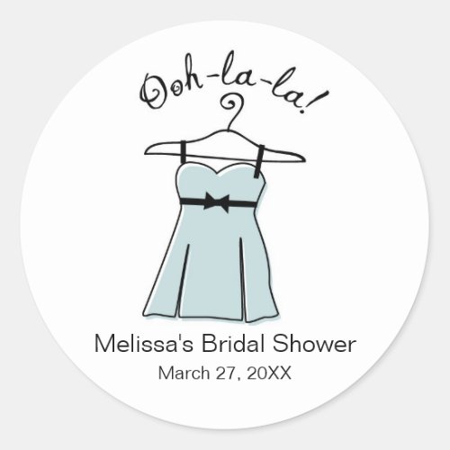 Blue Lingerie Bridal Shower Favor Stickers